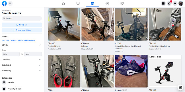 Facebook Marketplace sell Peloton bike
