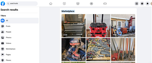 Facebook Marketplace sell used tools