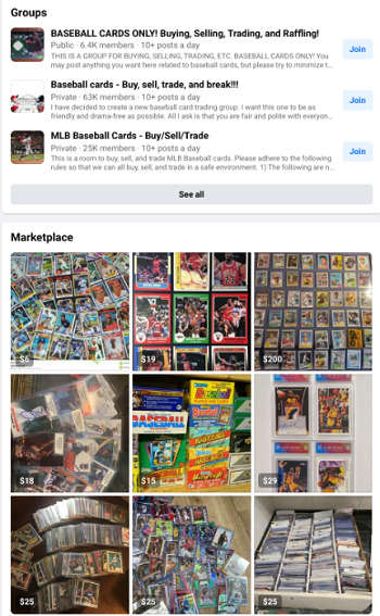 Facebook trade baseball cards