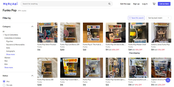 Mercari sell Funko Pops online