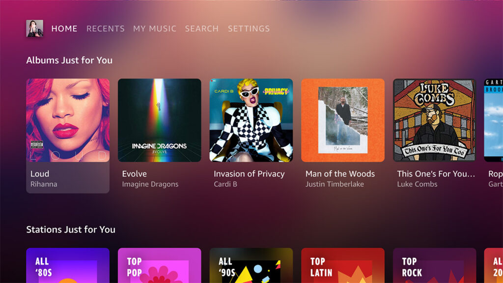 screenshot of the Amazon Music user interface