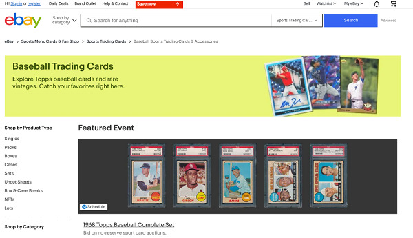 eBay sell baseball cards