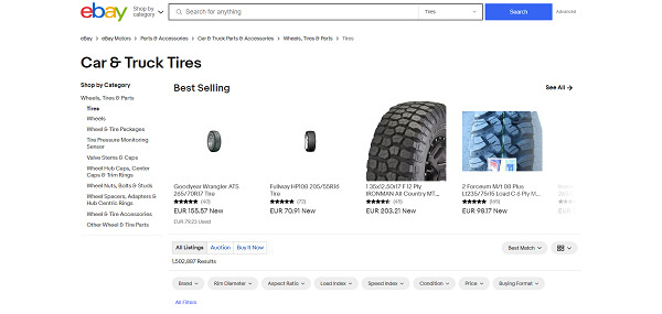 eBay sell used tires