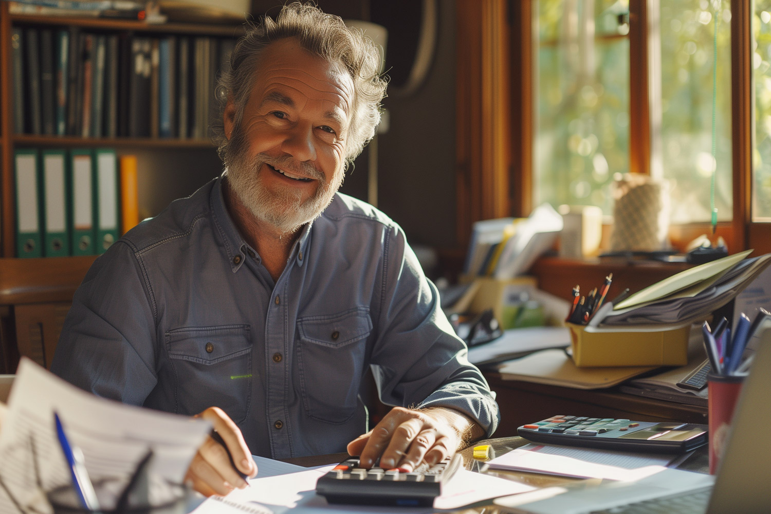 photo of a man at his desk using the goal-based budgeting method