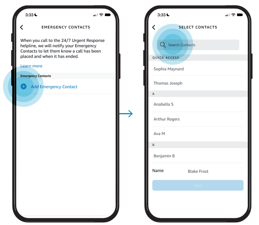 screenshot of setting up Alexa Emergency Assist in the mobile app