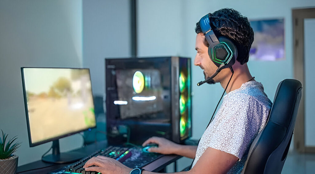 photo of a man playing a video game with Ziply Fiber internet