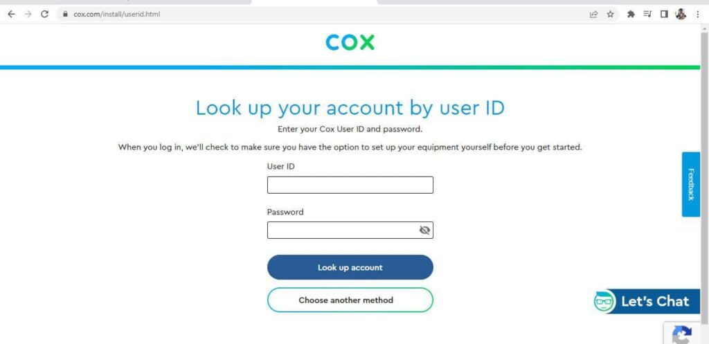Activate the cox account