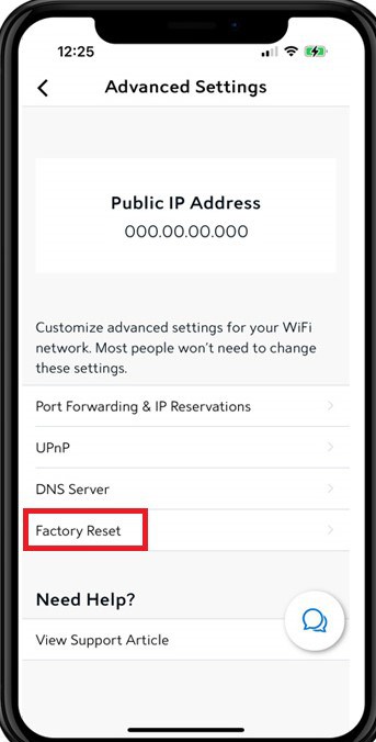 Choose Factory reset from menu