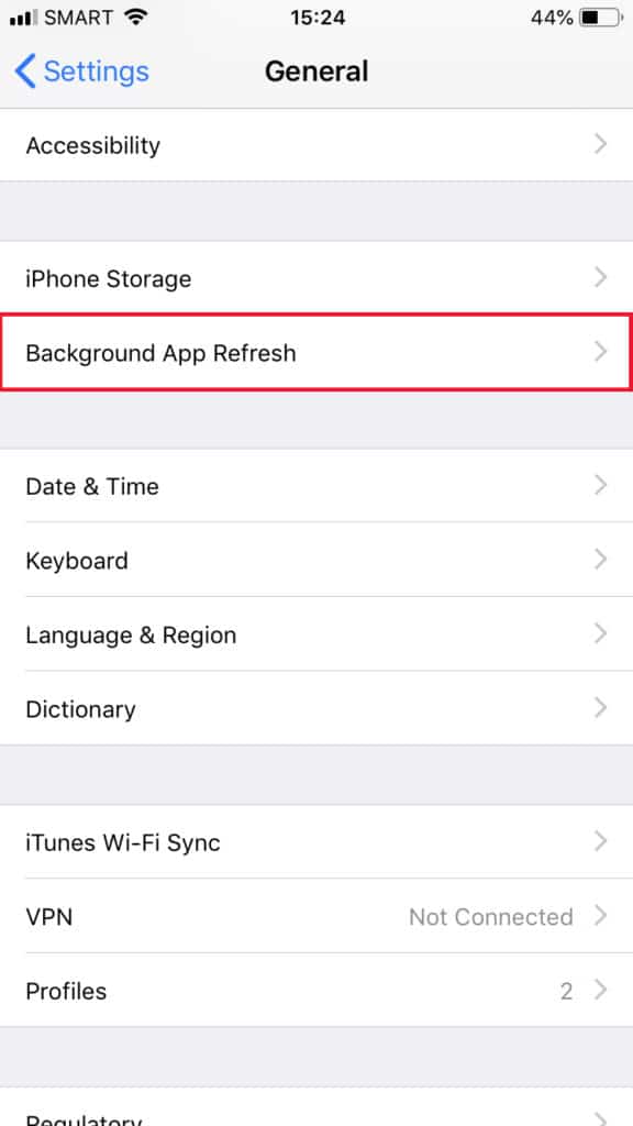 Click on Background App Refresh on iPhone