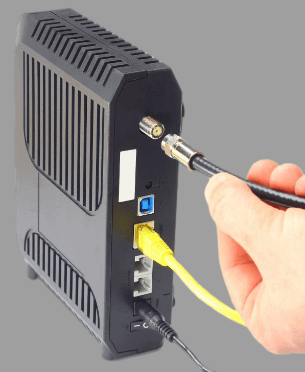 Connect coax cable into modem transformed