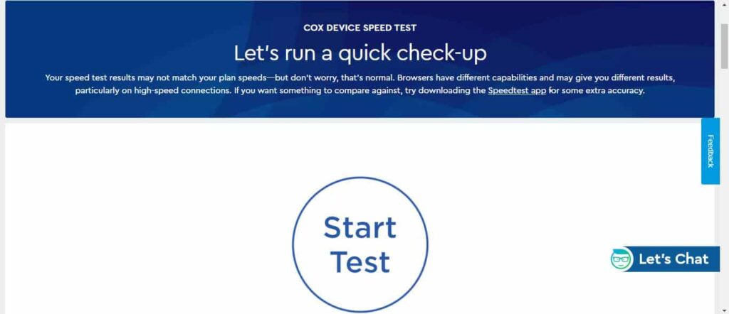 Cox speed test