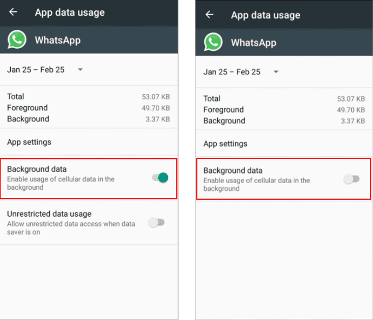 Disable background apps data for Android