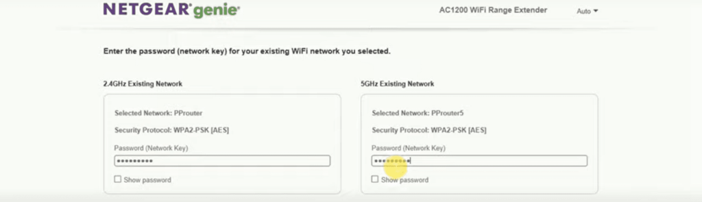 Enter passwords of wi-fi network of primary router