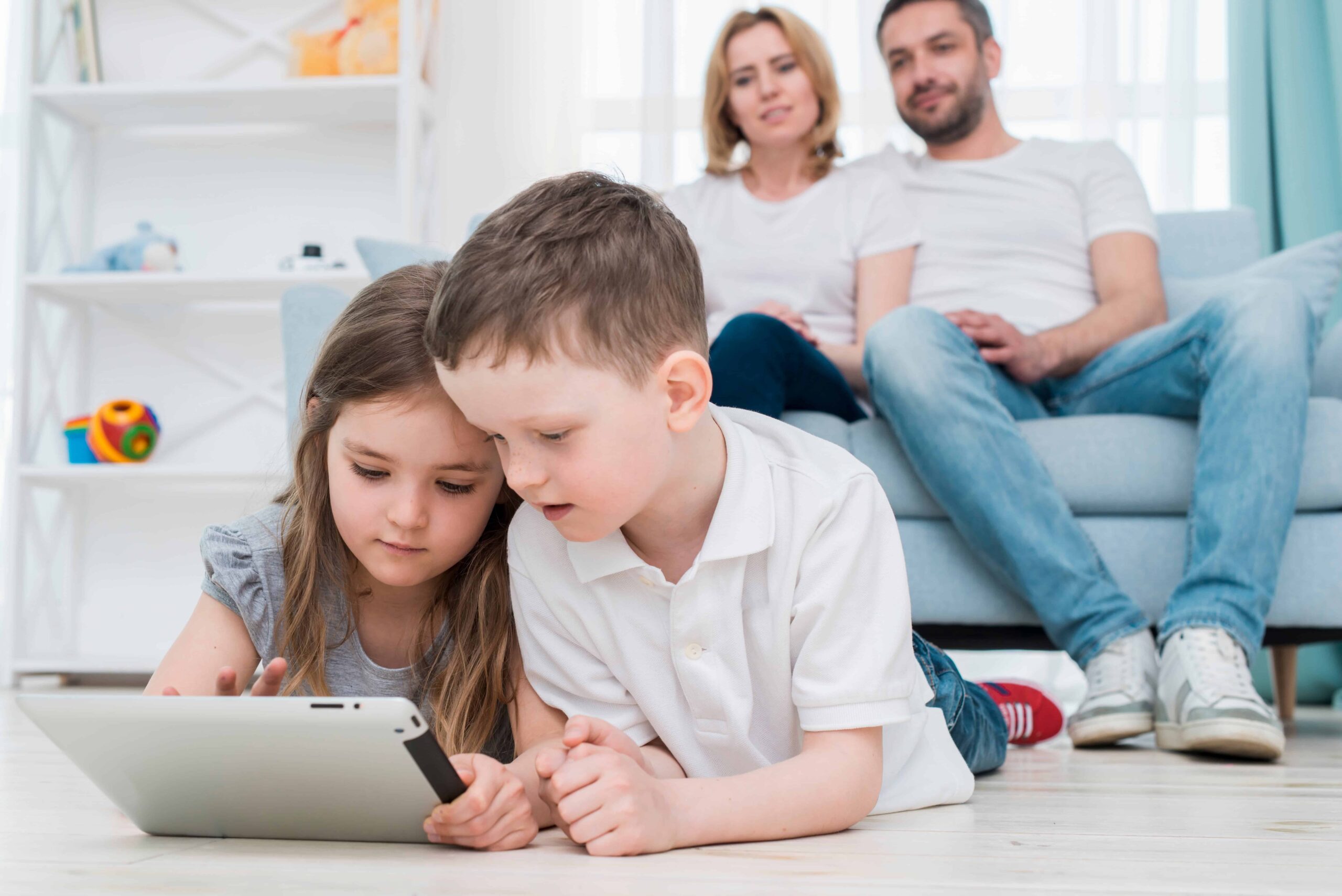 Parents Watching Kids Using Internet Safely