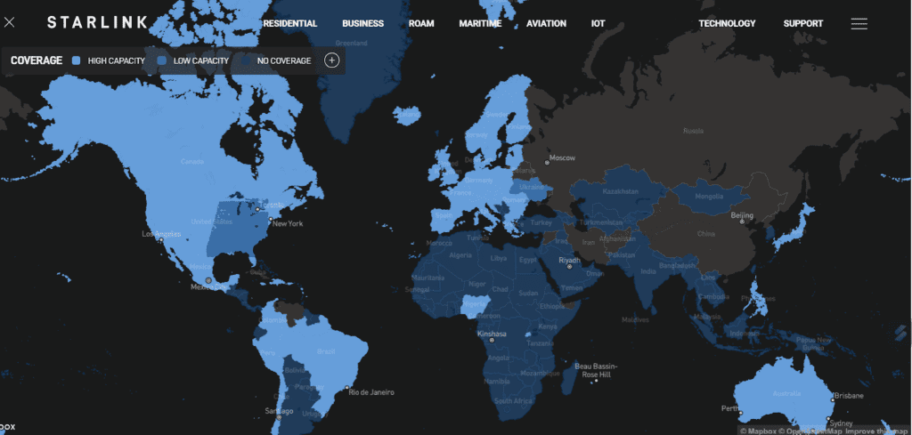 Starlink Availability Map