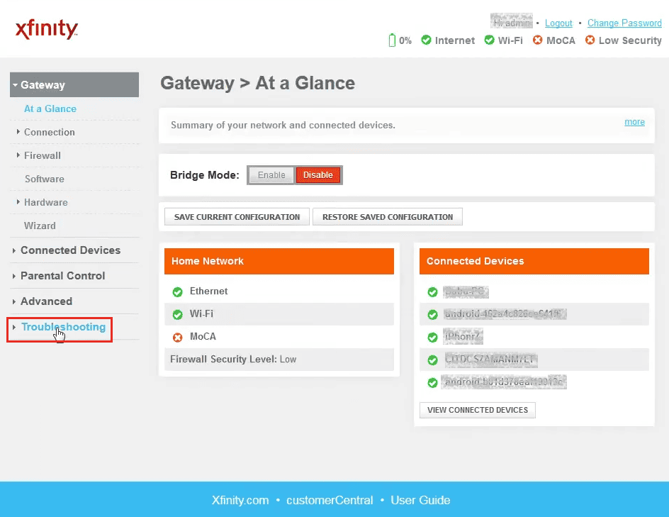 Tap on Troubleshoot