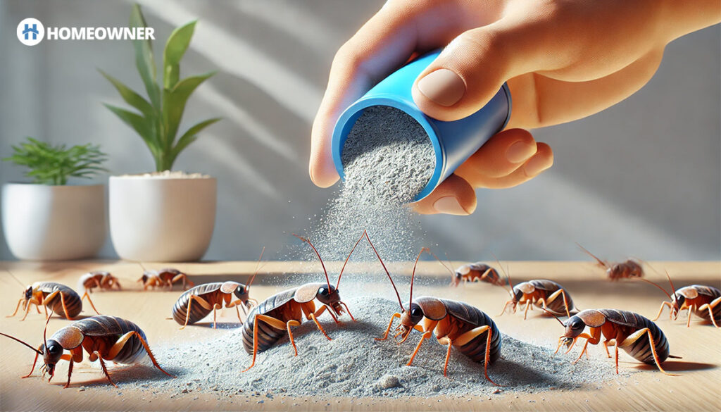 illustration of diatomaceous earth being sprinkled on bugs