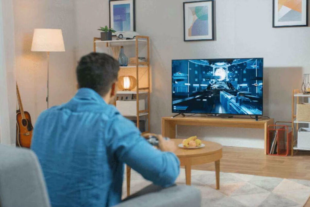 photo of a man watching Spectrum TV