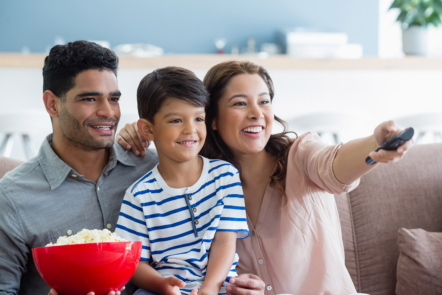 photo of a family watching Xfinity TV