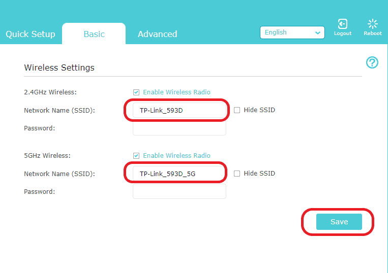 Change the WIfi names in the box highlighted