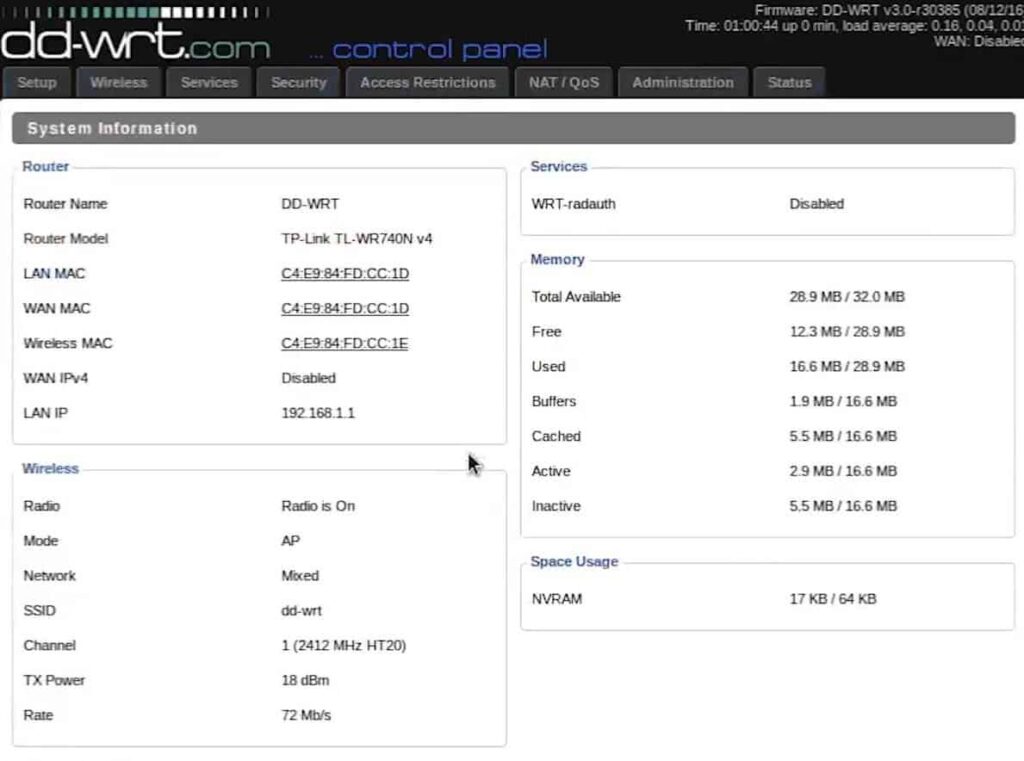 DD-WRT interface