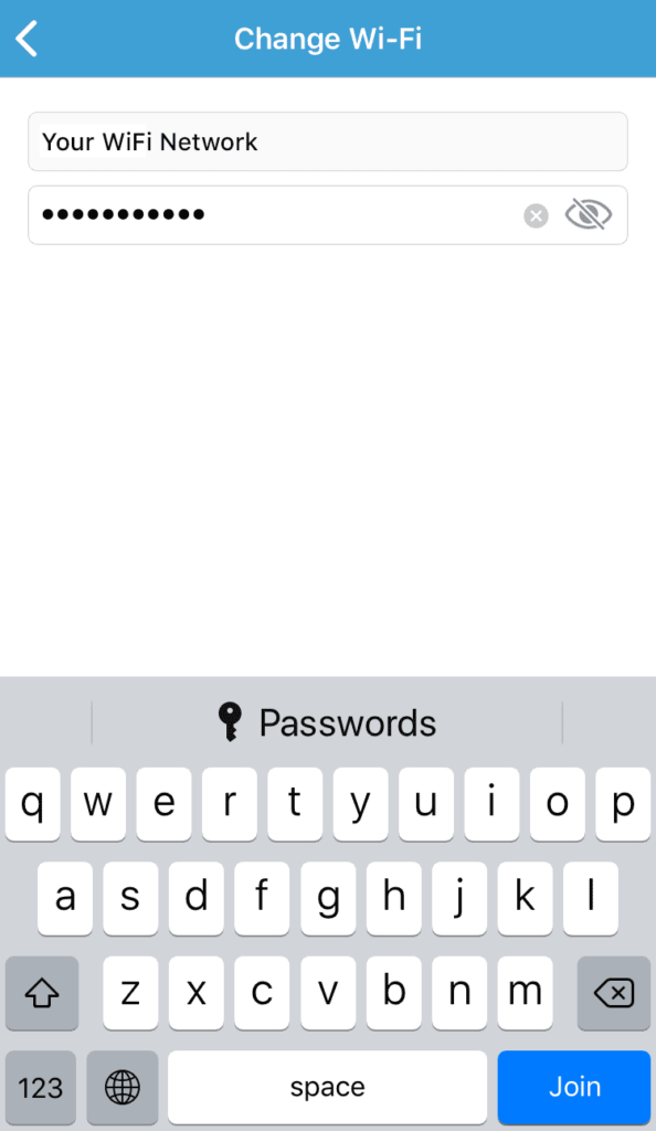 Enter your Wi-Fi credentials and select Join