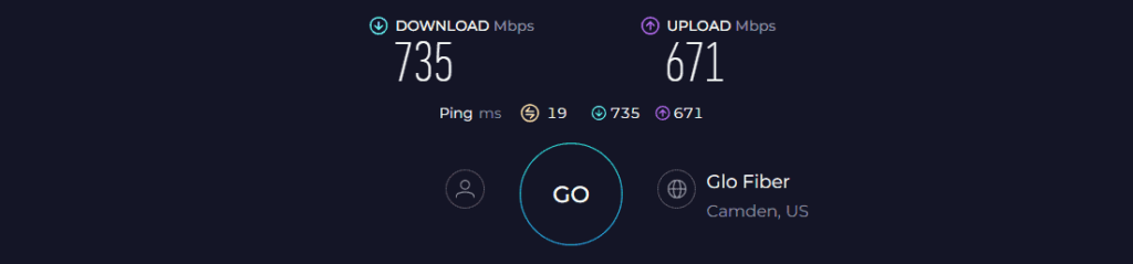 Glo Fiber Speed Test 1