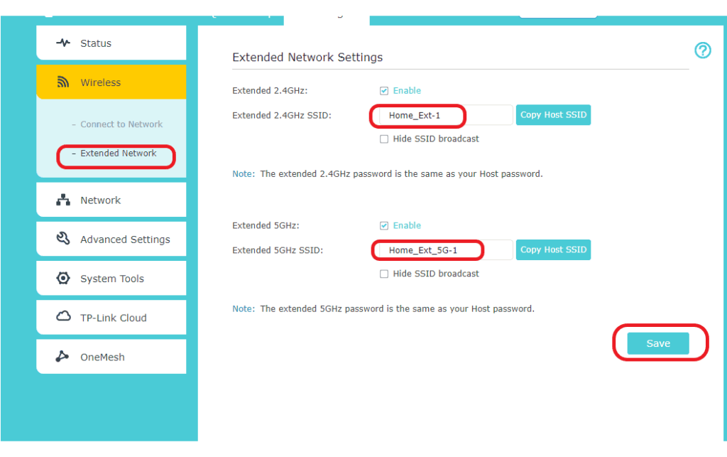 Go to the wireless settings and set the new SSID