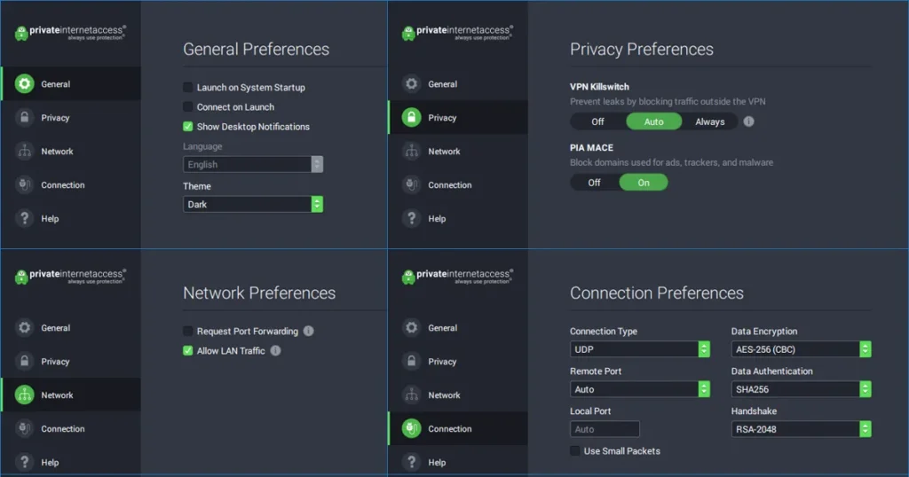 PIA VPN Interface