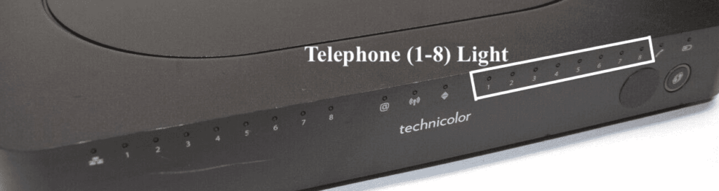 Telephone (1-8) Light on Comcast Business Modem or Router