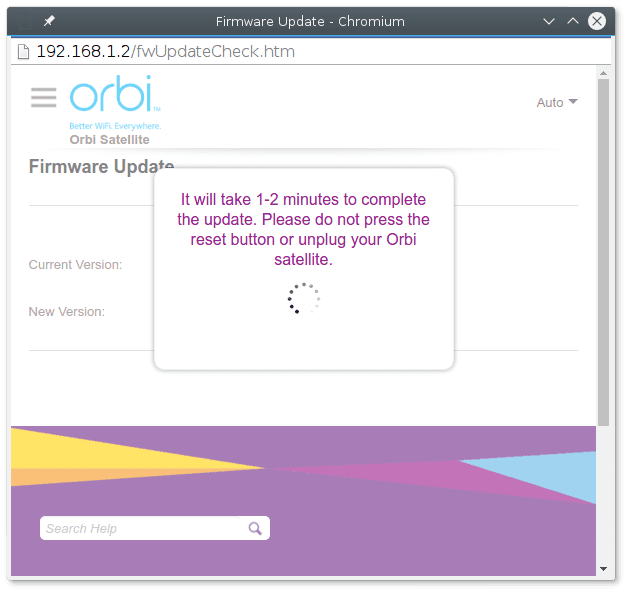 Wait to manually update Orbi satellite firmware