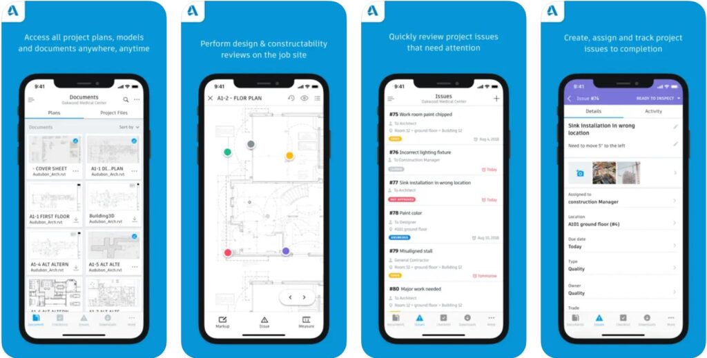 Autodesk BIM 360 app screenshots