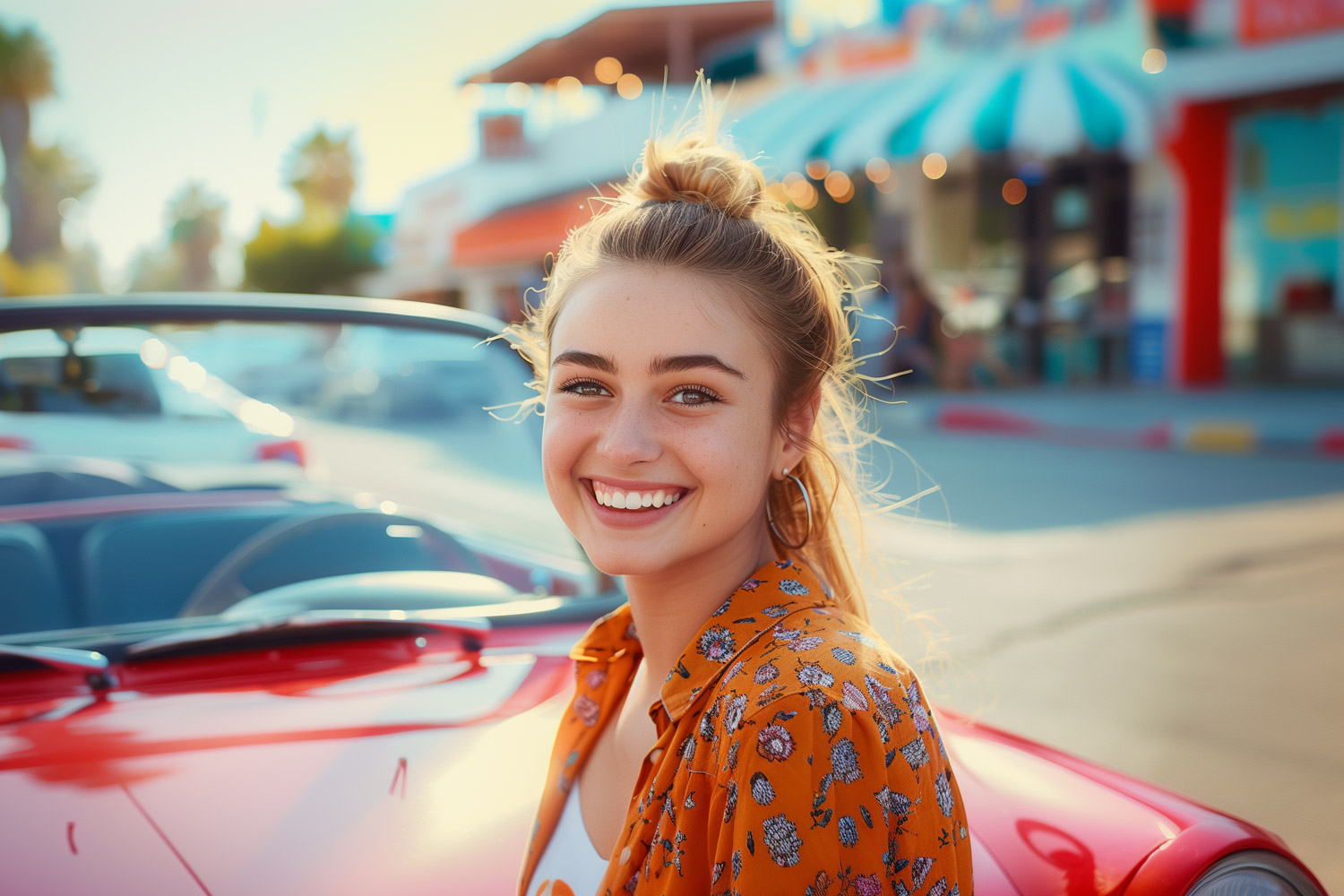 photo of a woman using her car to get a Yendo credit card