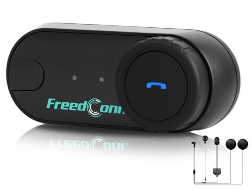 FreedConn Motorcycle Communication System Bluetooth 5.0 T-COMVB Music Sharing Helmet Bluetooth Headset for Motorbike Skiing 2~3 Riders Pairing/ 800M Intercom 1 Pack Changeable Hard & Soft Mic