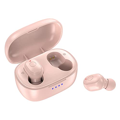 KENKUO True Wireless Earbuds, Bluetooth Ear Buds with Microphone, 8mm Drivers with Big Bass, IPX5 Waterproof, 35H Playtime, Bluetooth Earphones Compatible with Apple & Android, Pink