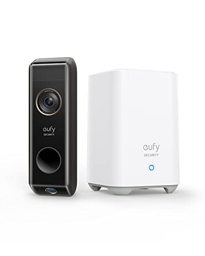 eufy security Video Doorbell Dual Camera (Battery-Powered) with HomeBase, Wireless Doorbell Camera, Dual Motion and Package Detection, 2K HD, Family Recognition, No Monthly Fee, 16GB Local Storage