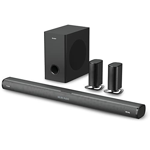 Majority Everest 5.1 Dolby Audio Surround Sound System with Sound Bar | Wireless Subwoofer I 300W, Home Theatre 3D Audio with Detachable Speakers | HDMI ARC, HDMI, Bluetooth