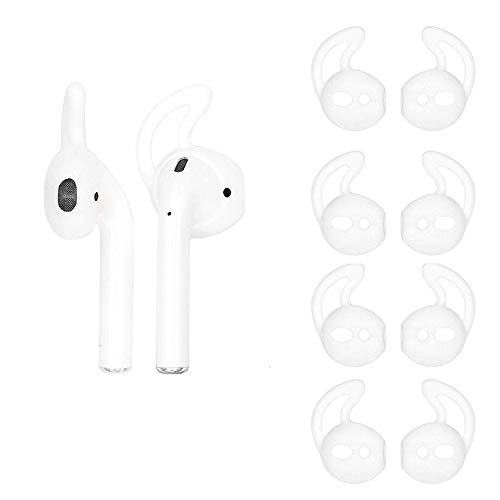 OneCut 5 Pairs Silicone Ear Tips Compatible for AirPods 1&2,Silicone Soft Anti-Slip Sport Earbud Tips, Anti-Drop Ear Hook Gel Headphones Earphones Protective Accessories Tips (Clear)