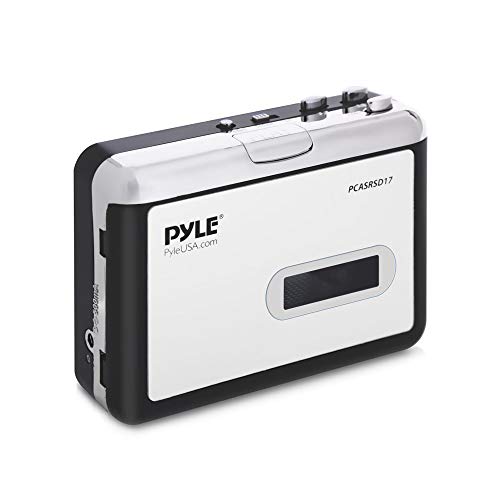 Pyle 2-in-1 Cassette-to-MP3 Converter Player Recorder - Portable Battery Powered Tape Audio Digitizer, USB Walkman Cassette Player with Manual/Auto Record, 3.5mm Audio Jack, Headphones, Power Cable