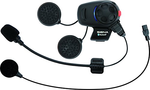 Sena (SMH5-UNIV) Bluetooth Headset and Intercom for Scooters/Motorcycles with Universal Microphone Kit Black, Single