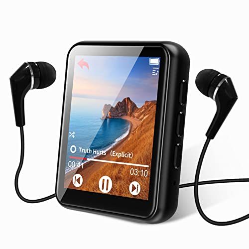 Portable mp3 Player Bluetooth 5.0 Music Player 16GB with Speakers high Fidelity Lossless Sound Quality mp3 FM Radio Recording e-Book 1.8 inch Touch Screen MP3 Player Support (128GB)