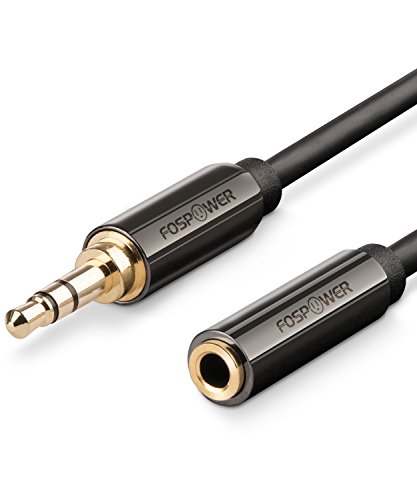 FosPower 3.5mm Male to 3.5mm Female Stereo Audio Extension Cable Adapter %9124K Gold Plated Connectors%93 for Apple, Samsung, Motorola, HTC, Nokia, LG, Sony & More - 25ft