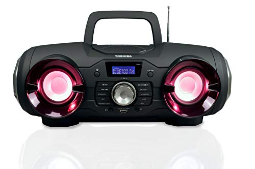 Toshiba Wireless Bluetooth Boombox Speaker: Portable CD Boom Box with FM Radio, Remote & LED Lights TY-CWU510