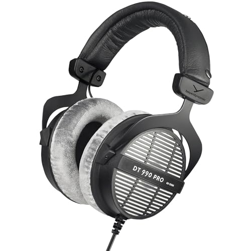 beyerdynamic DT 990 PRO Over-Ear Studio Monitor Headphones - Open-Back Stereo Construction, Wired (80 Ohm, Grey)