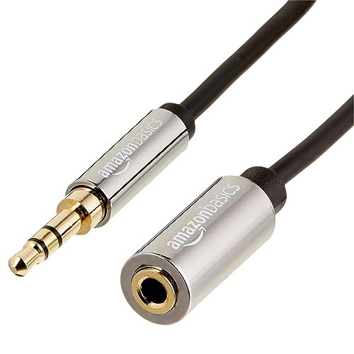 Amazon Basics 3.5mm Auxiliary Male to Female Jack Audio Extension Cable, Adapter for Headphone or Smartphone, 12 Foot, Black