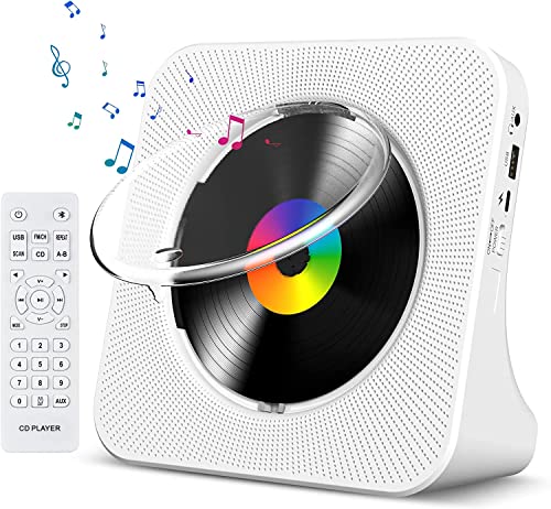 Gueray CD Player Portable Bluetooth Desktop CD Player for Home with Timer Built-in HiFi Speakers with LCD Screen Display Boombox FM Radio USB Type-c