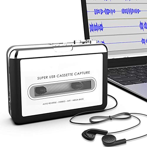 Cassette Player, Cassette Tape to MP3 CD Converter Via USB, Convert Walkman Tape Cassette to MP3 Format, Compatible with Laptop and PC