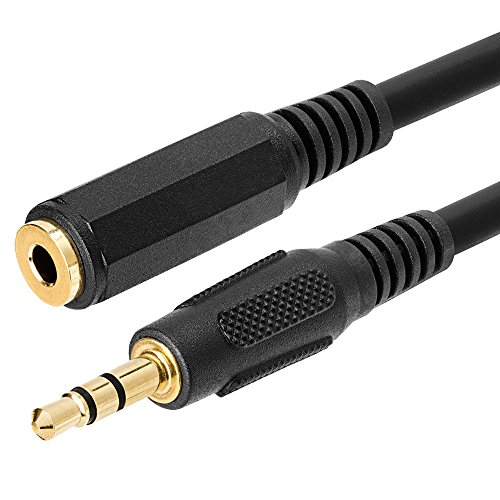 Cmple - Headphone Extension Cable, 3.5mm Jack Extension Male to Female Stereo Audio Adapter Cord, 1/8 TRS Aux Extender Cable - 3 Feet, Black