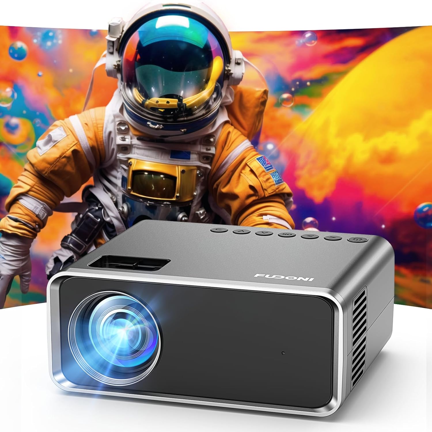 FUDONI Projector with WiFi and Bluetooth, Upgraded 5G Portable Projector