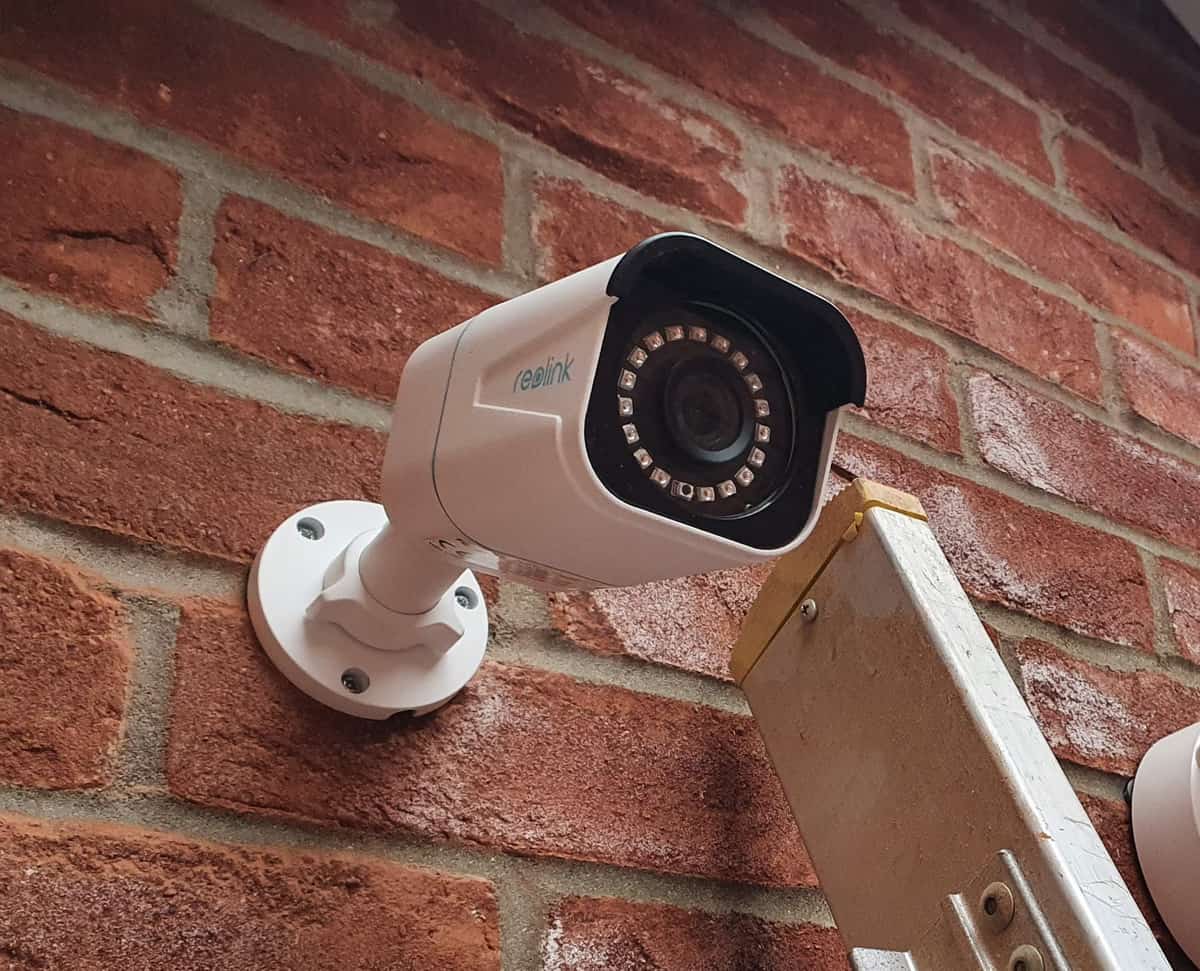 A Reolink 4k PoE camera mounted below my garage roofline